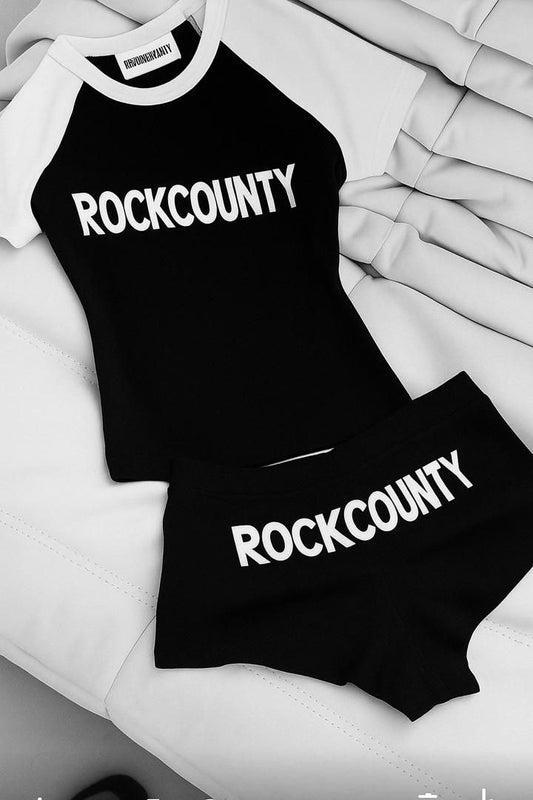 RockCounty Beach baby tee & shorts